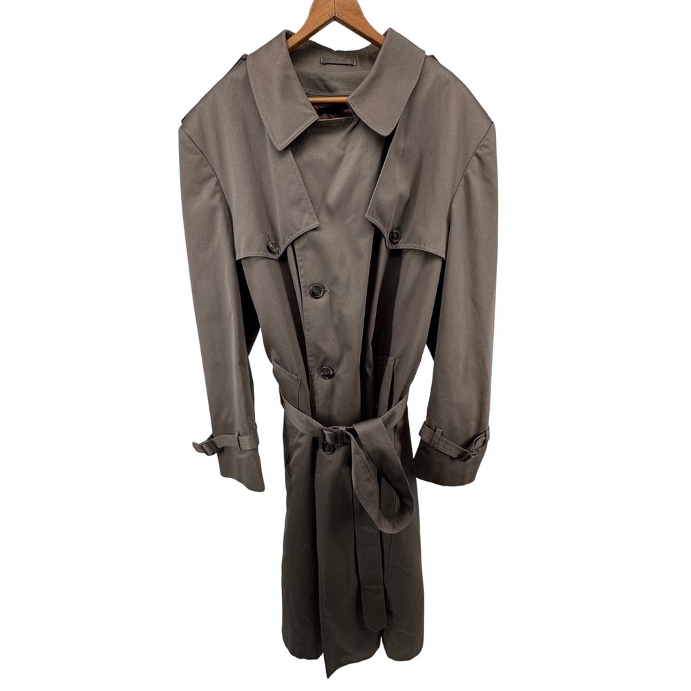 Vintage 90's London Towne Trench Coat Removable Lining‎ Mens 46L Made in Korea